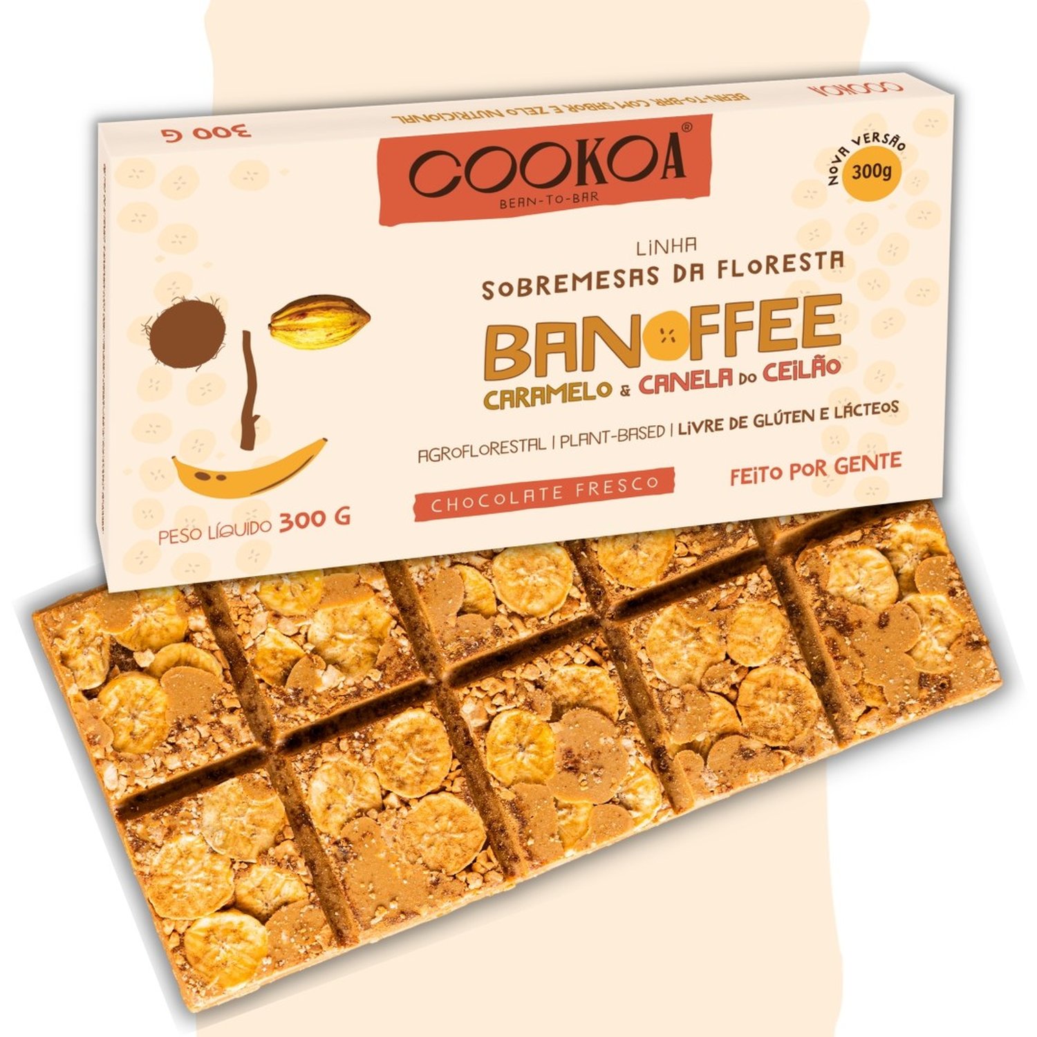 cocoaページ Barra de Chocolate Banoffee Caramelo e Canela do Ceilão - 300g