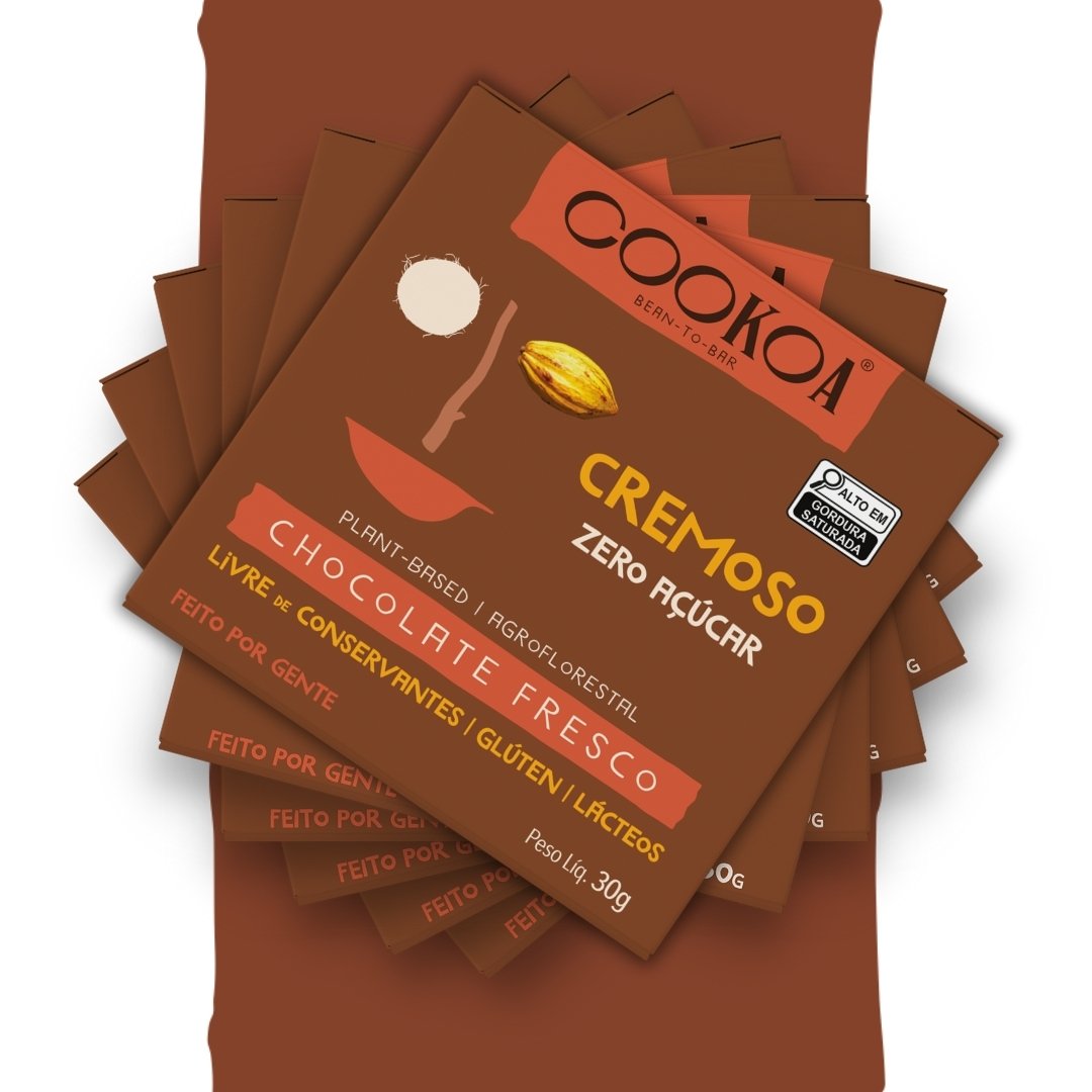 Chococoページ Chocolate Cremoso ZERO Açúcar - Display 18 barras de 30g