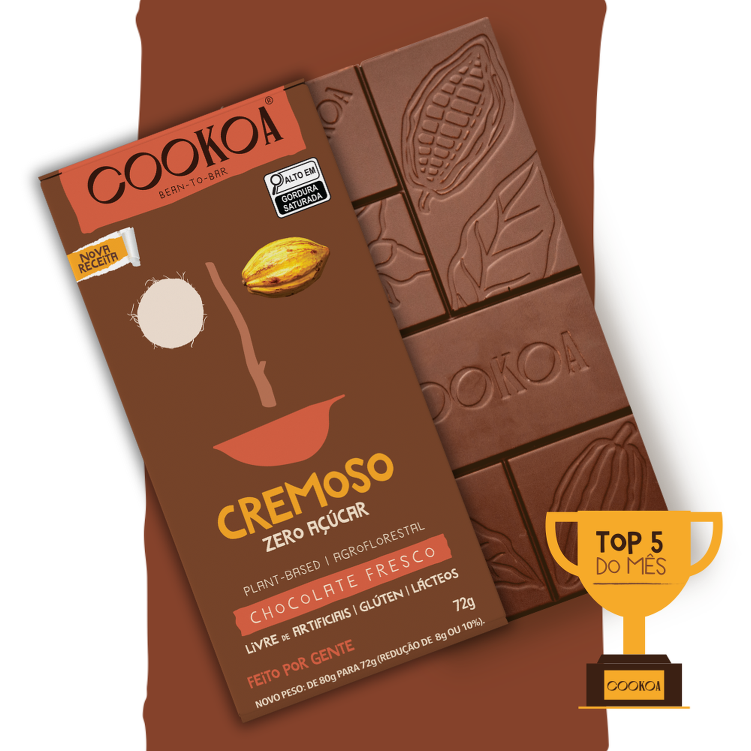 01 barra de chocolate cremoso zero acucar 72g