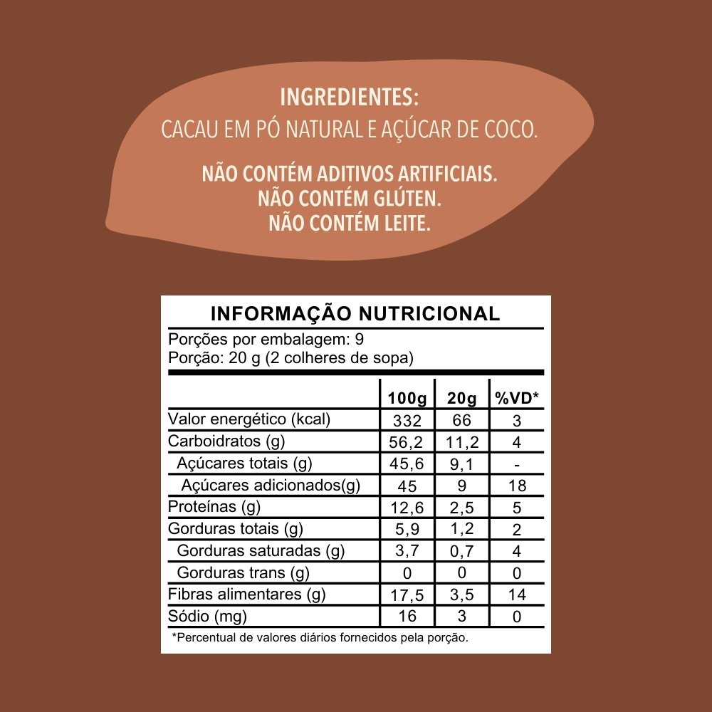 Chocolate em pó 51% - 180g
