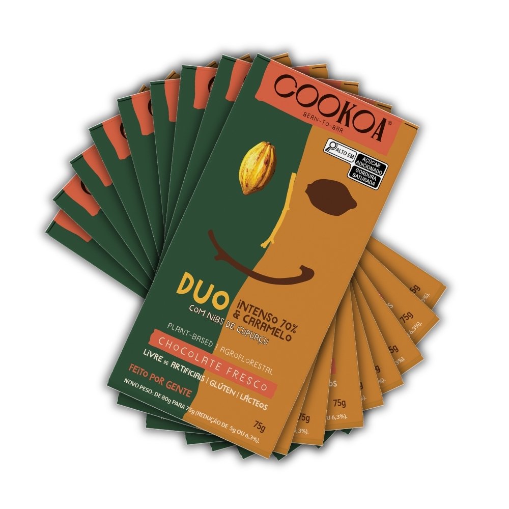 Cocoa☆ Chocolate Cookoa DUO 70% e Caramelo com Nibs de Cupuaçu