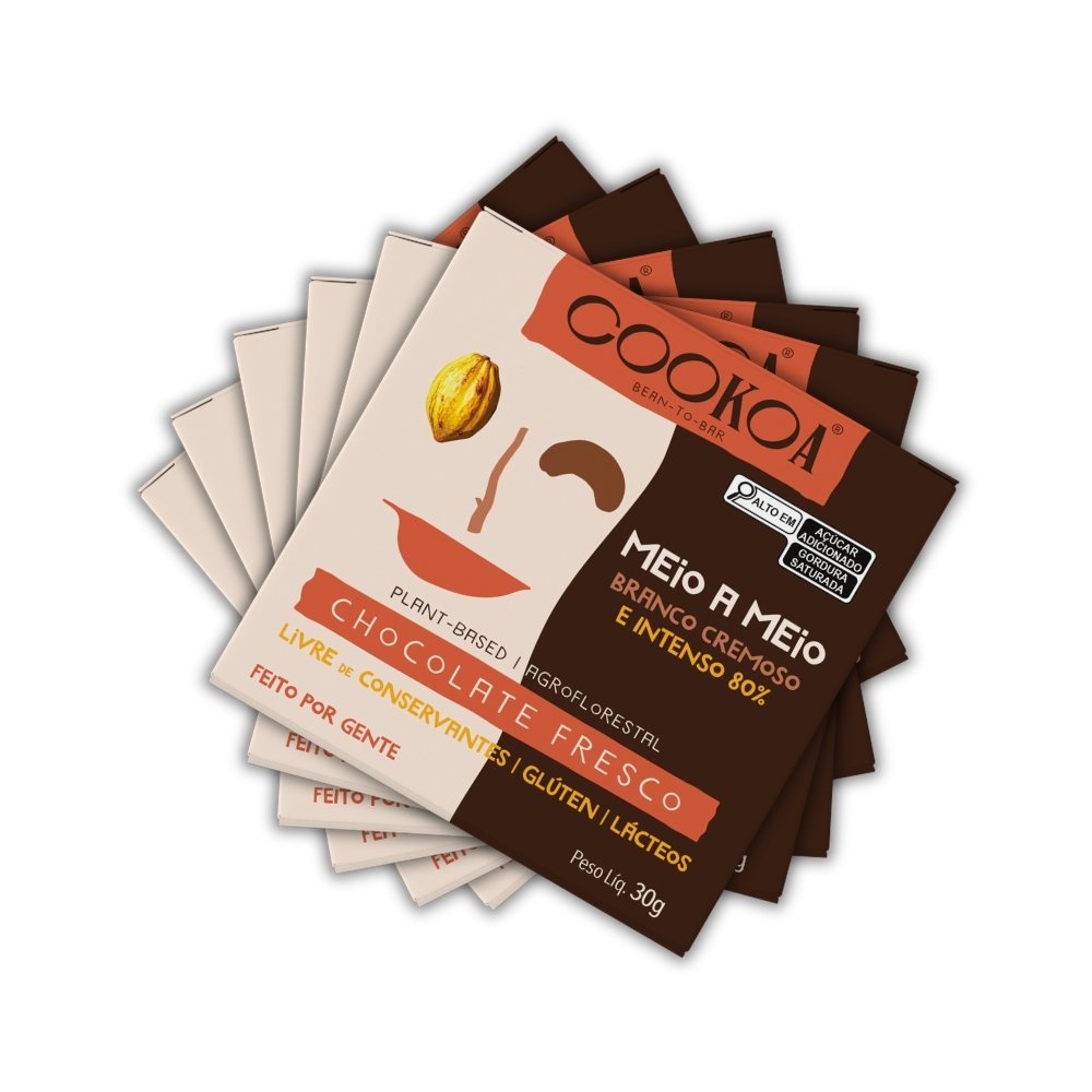 よここここ Chocolate Meio a Meio - Display 18 barras de 30g